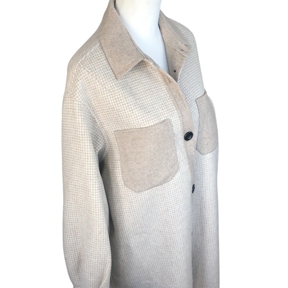 Zara Women Wool Blend Ivory Tan Oversize Button Front Jacket Coat w/Pockets XS - Picture 6 of 16